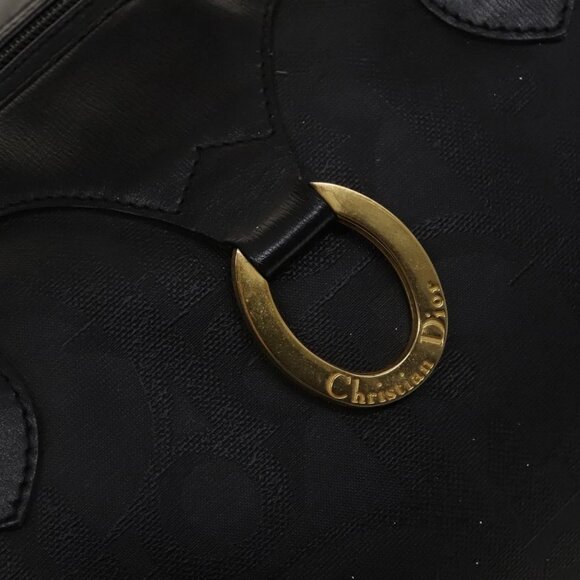 Christian Dior Trotter Canvas Boston Bag Black Gold Auth SW984 - Picture 10 of 16